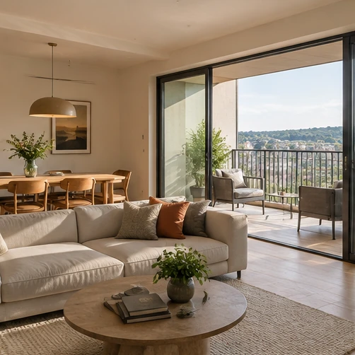 Editorial concept of an apartment opening onto a terrace